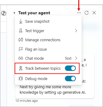 Screenshot of the topic-to-topic toggle.