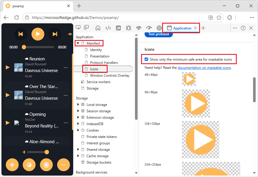 Viewing the minimum safe areas for maskable icons