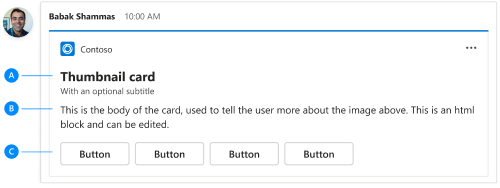 EExample shows Adaptive Card anatomy.