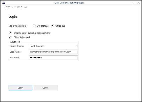 Cung cấp chi tiết xác thực để kết nối với môi trường Dataverse của bạn từ nơi mà bạn muốn xuất dữ liệu.