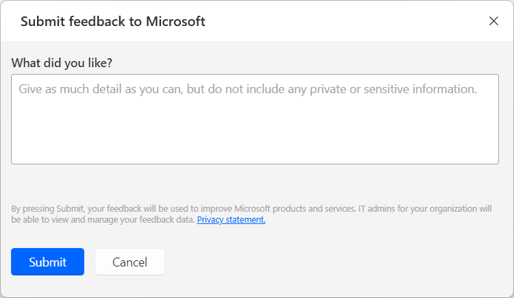 Hình ảnh hiển thị nơi bạn có thể gửi phản hồi về copilot trong Power Automate dành cho máy tính để bàn.