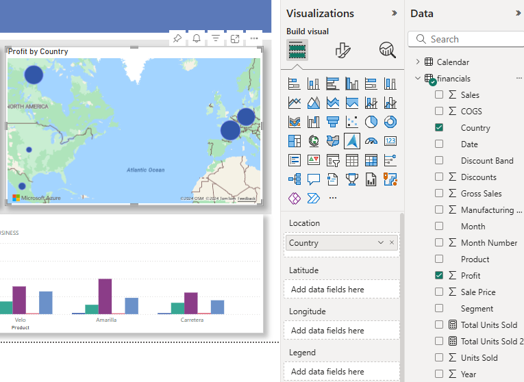 Screenshot of creating map chart.