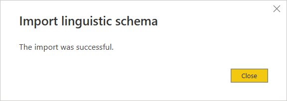 Screenshot of the successful import dialog.