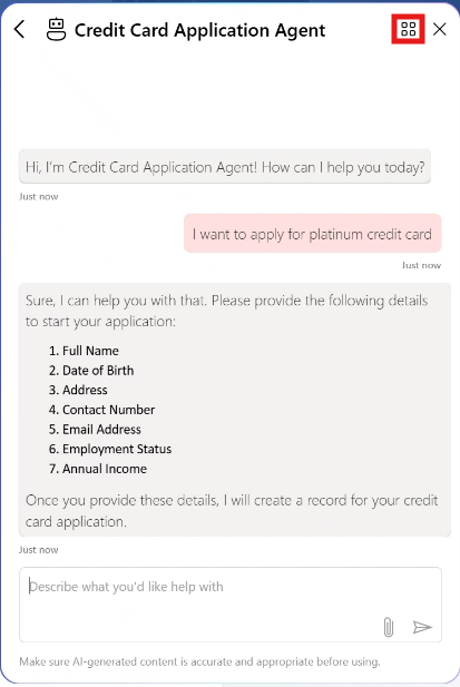 Screenshot of a selected agent in a Power Pages site.