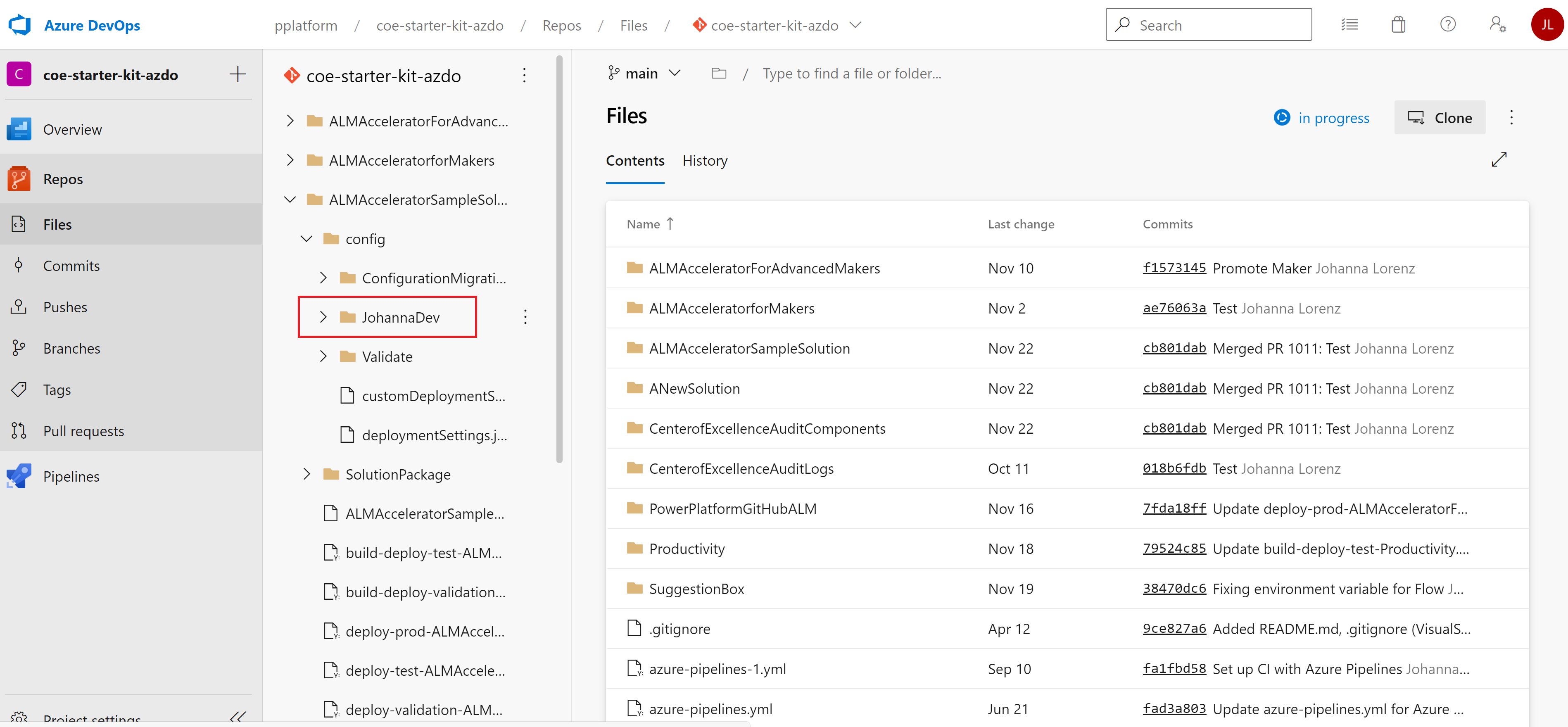 Ảnh chụp màn hình phân cấp thư mục cấu hình.