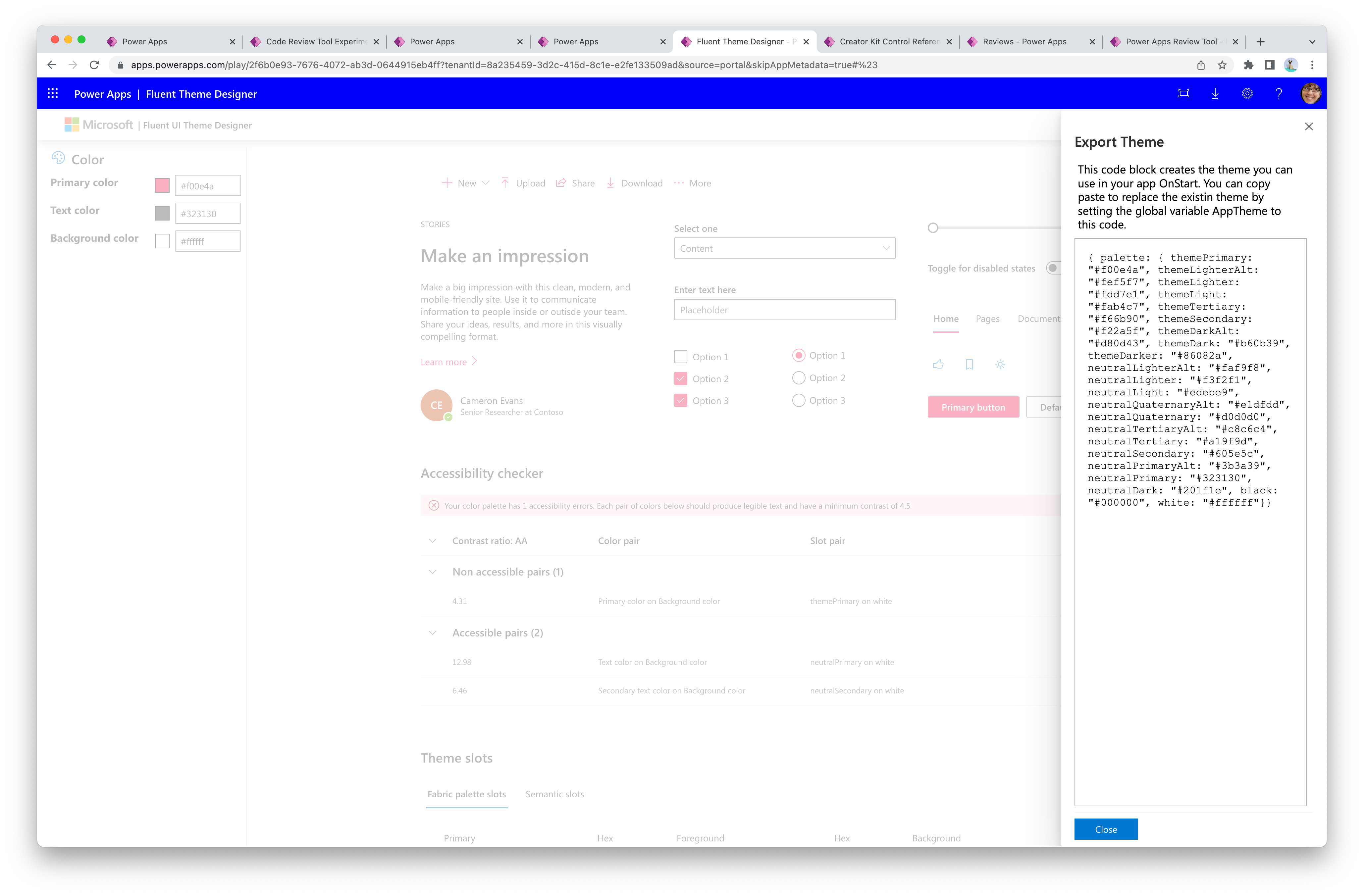 Chủ đề JSON do ứng dụng Trình chỉnh sửa chủ đề tạo ra.