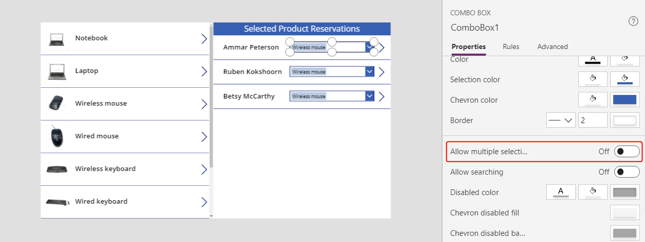 Đặt Allow multiple selection (Cho phép nhiều lựa chọn) thành Off (Tắt).