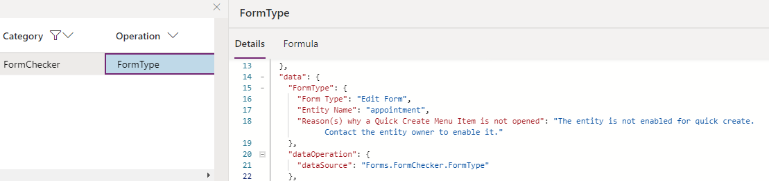 Table not enabled for quick create Table not enabled for quick create