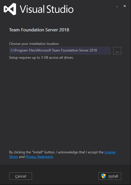 Screenshot of TFS 2018 Installer.