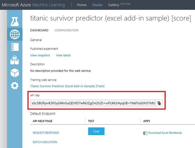 Studio API key