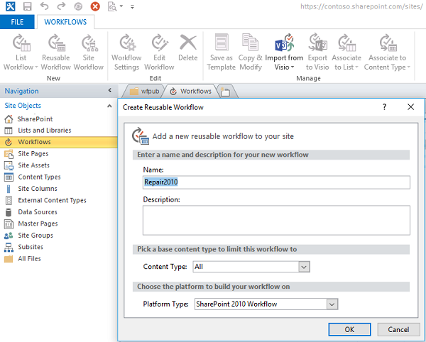 SharePoint Designer 2013 shows empty wfpub library - SharePoint | Microsoft  Learn