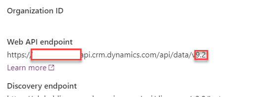 Screenshot of the Developer Resources page with Web API endpoint.