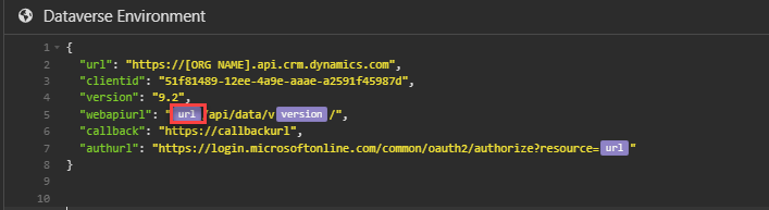 Screenshot showing the URL variable.
