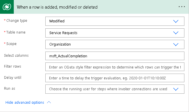 Screenshot of the details for when a row is added, modified, or deleted.