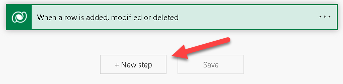 Screenshot of the New step option.