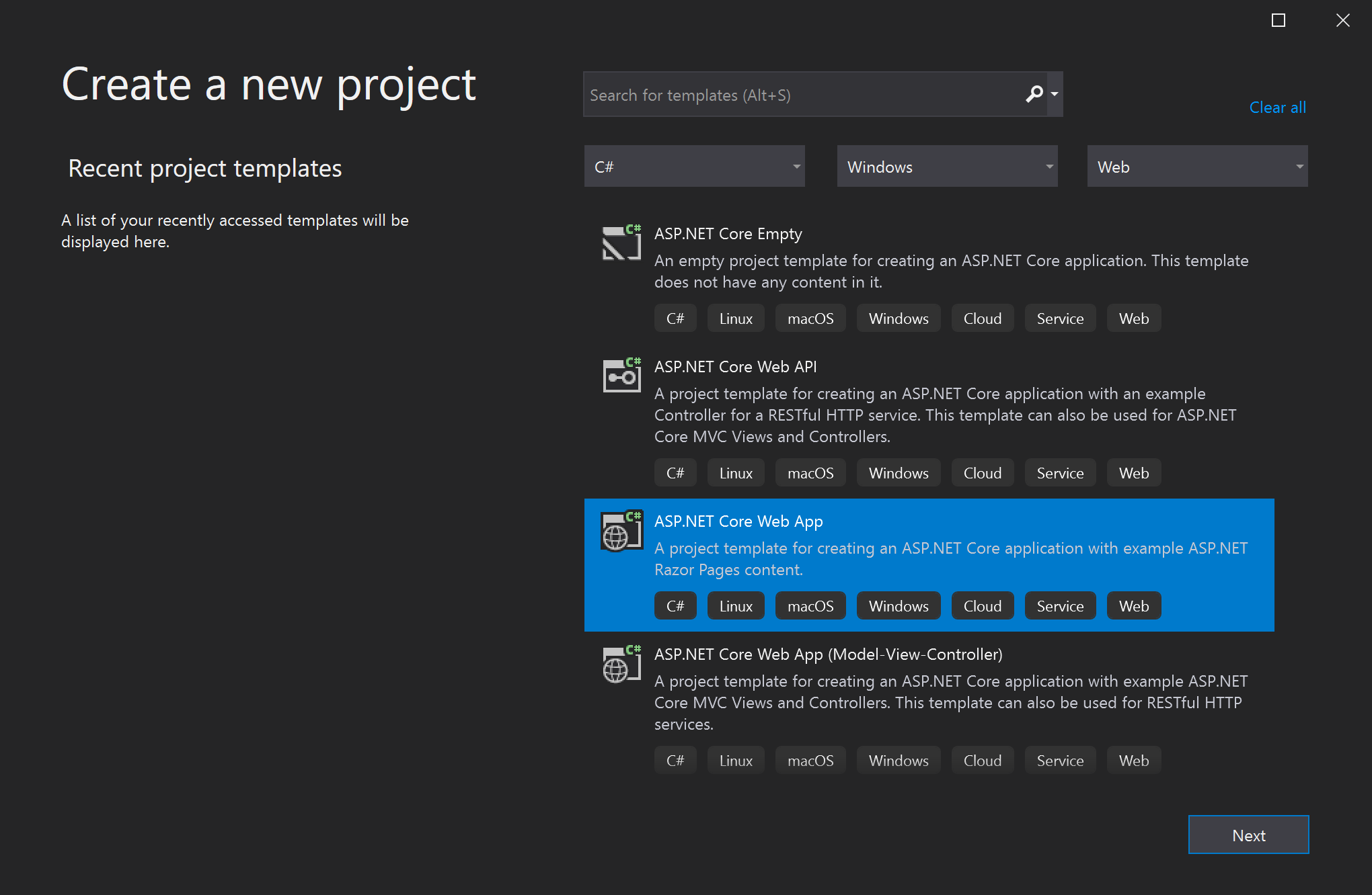 Tutorial: Create C# ASP.NET Core web application - Visual Studio