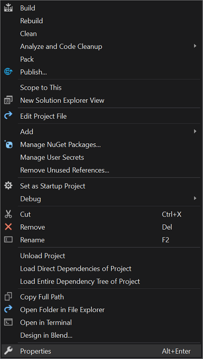 Manage project and solution properties - Visual Studio (Windows) |  Microsoft Learn