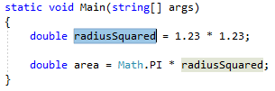 Screenshot of Highlighted code for Inline Temporary Variable - C#.
