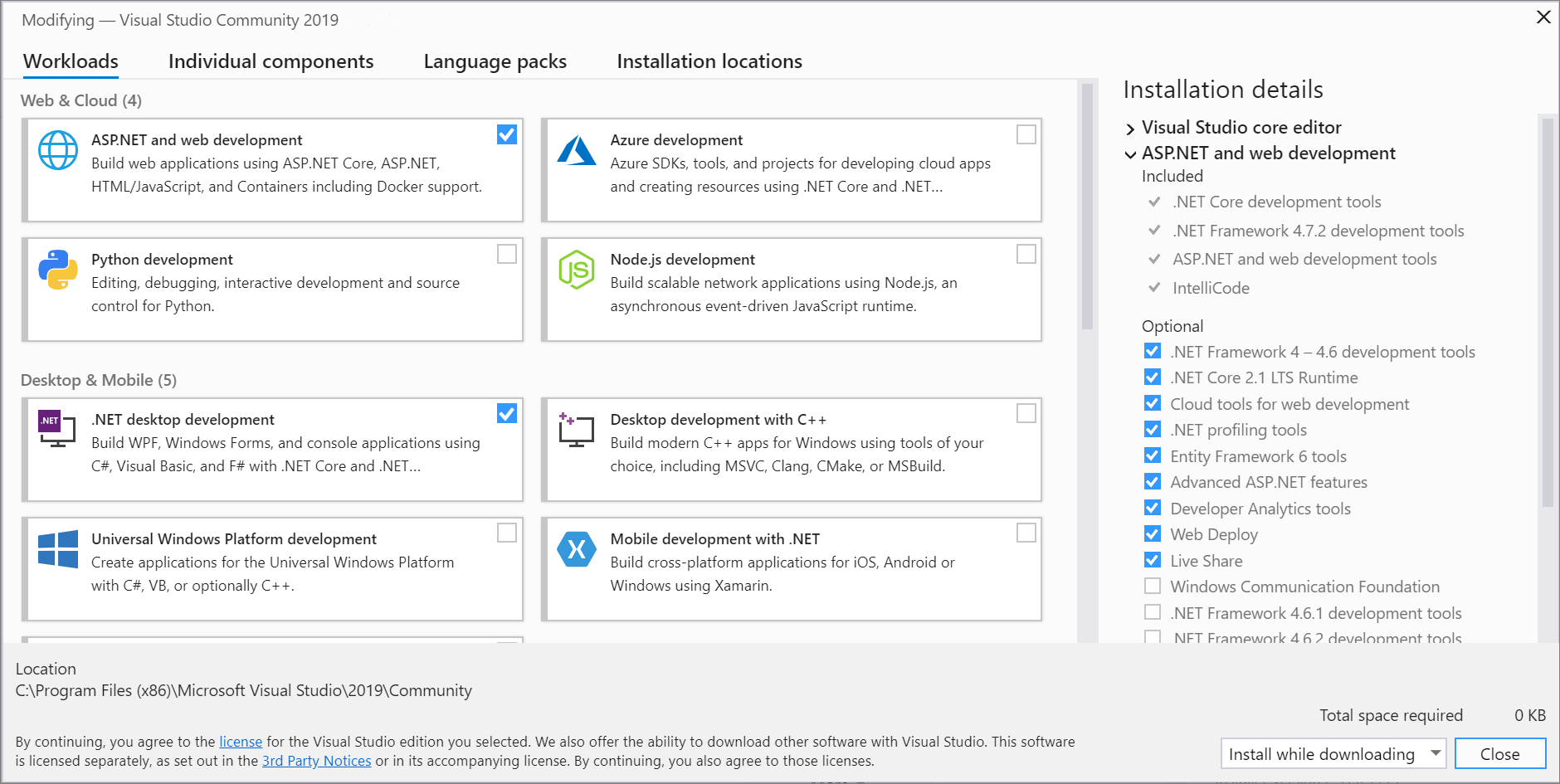 Modify Visual Studio Workloads Components Language Packs modify-visual-studio-workloads-components-language-packs