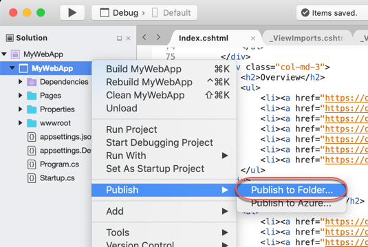 Publish to a folder - Visual Studio for Mac | Microsoft Learn