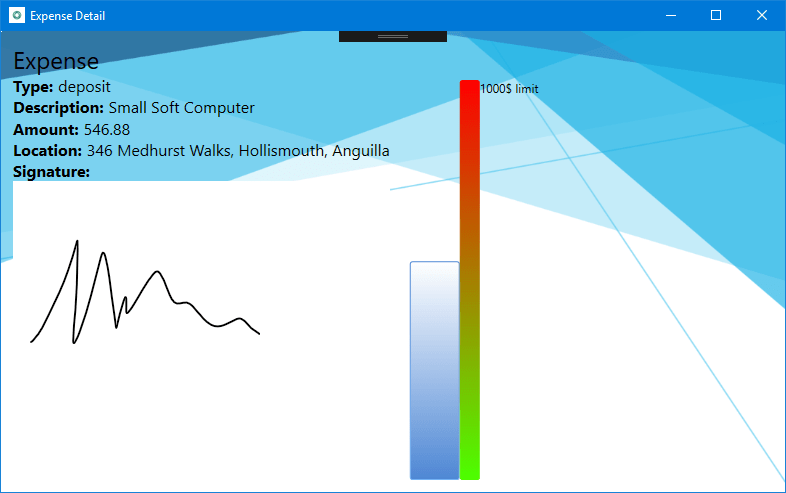 Screenshot of the Expense Detail showing the signature space.