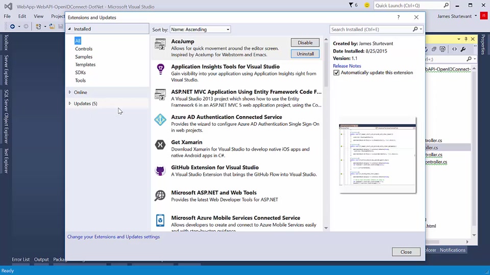Installing and Using Visual Studio 2015 Extensions | Microsoft Learn