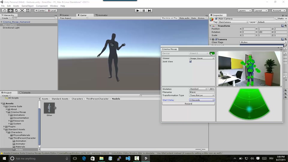DIY motion capture with Kinect 2, Unity and Cinema MoCap | Microsoft Learn