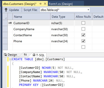 raddata Table Designer Table Designer