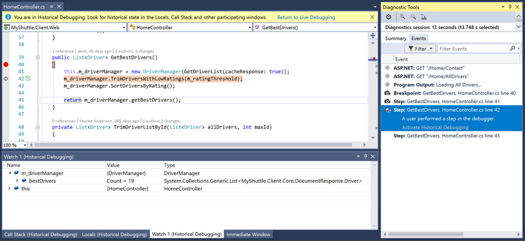 Activating historical mode on an event with a snapshot Activating historical mode on an event with a snapshot
