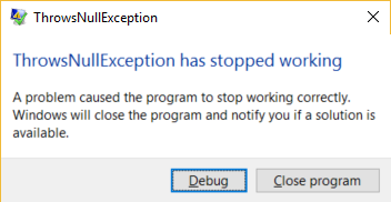 ThrowsNullExceptionError ThrowsNullExceptionError