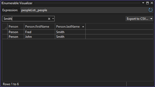 Screenshot of View the visualizer data filter.