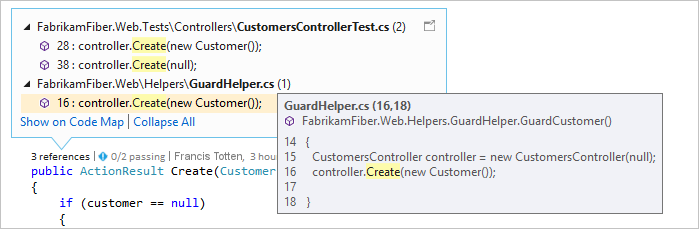 CodeLensOverview CodeLens indicators in the code editor