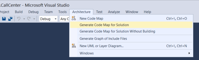 CodeMapsArchitectureMenu Generate a code map command
