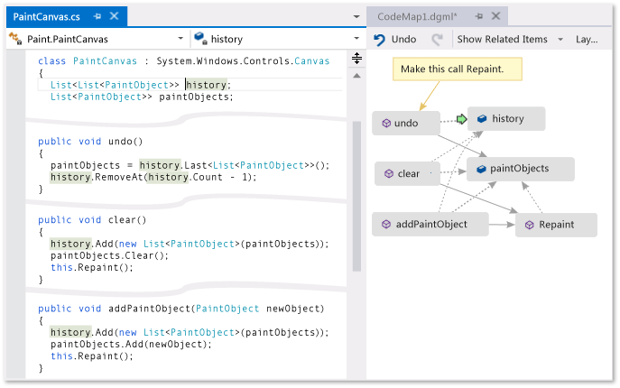 CodeMapStoryboardPaint Code map - Map relationships in code