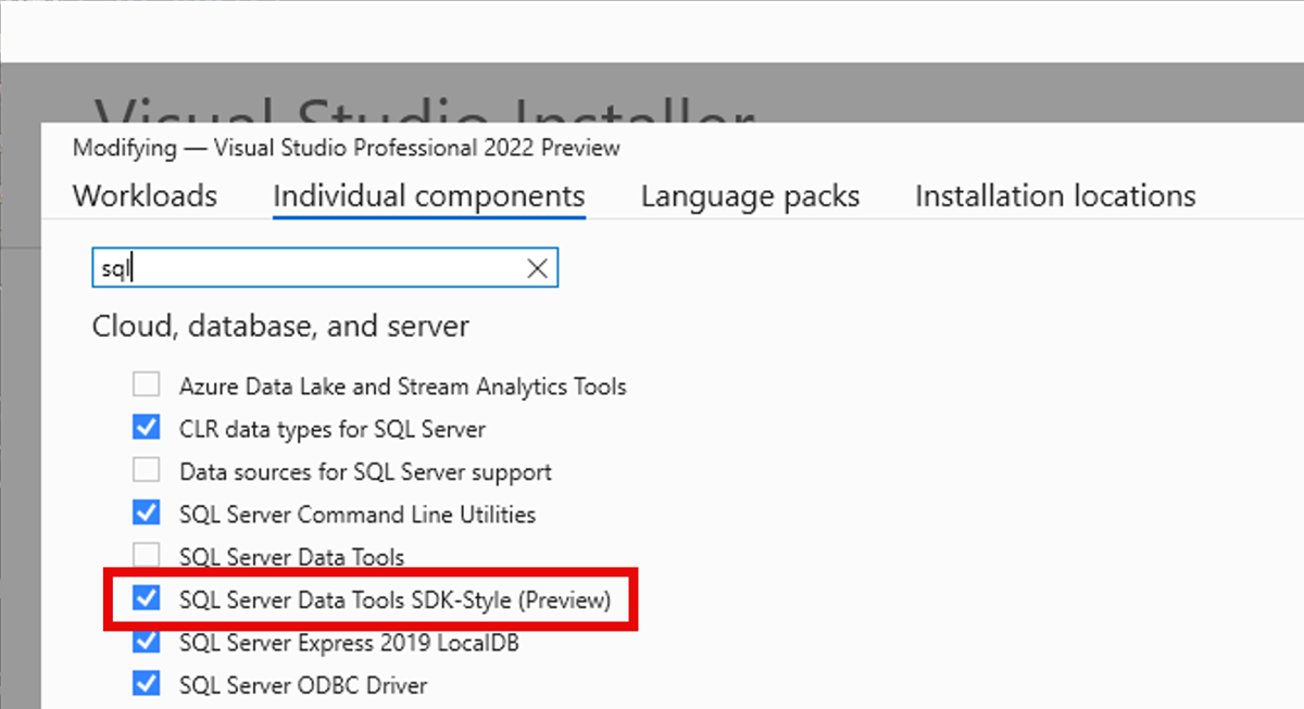Installer enable preview SSDT feature