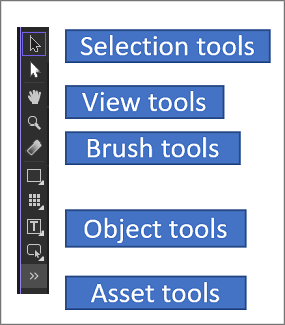 Screenshot that shows the Tools panel in Blend for Visual Studio.