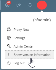 Screenshot of the profile icon with Show Version Settings selected.