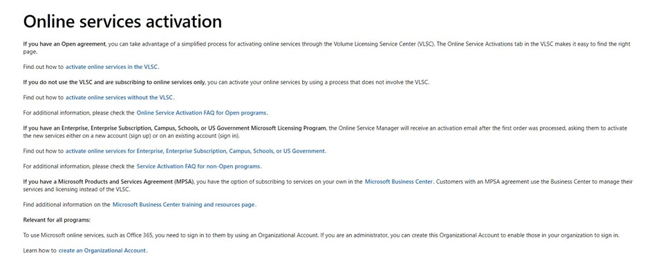 Online Service Activation Site.