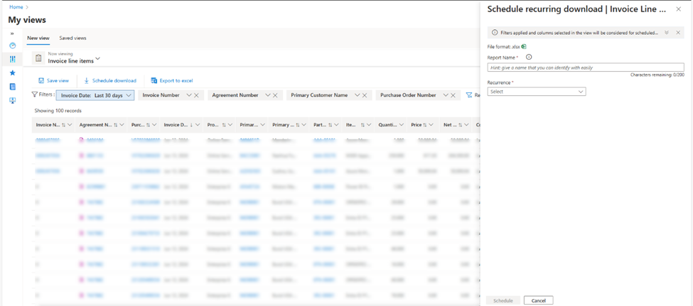 Schedule download open pane.
