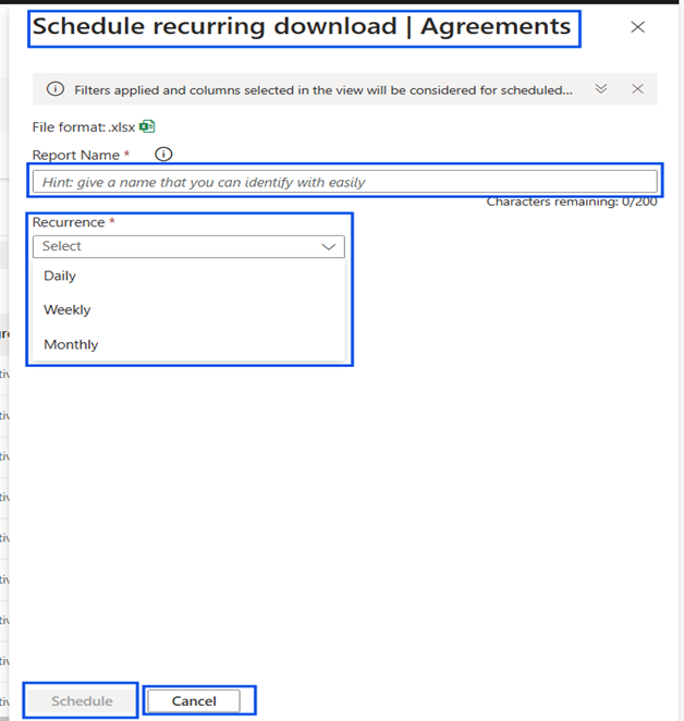 Schedule recurrence details.