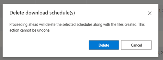 Delete report confirmation message.