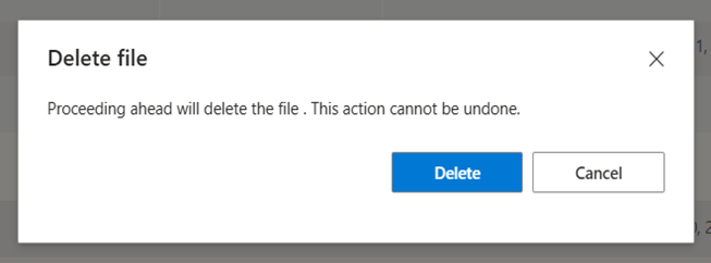 Delete file confirmation message.