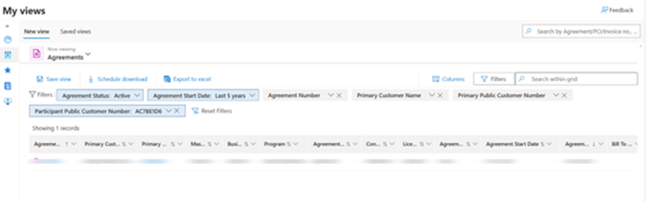 Participant PCN filter.