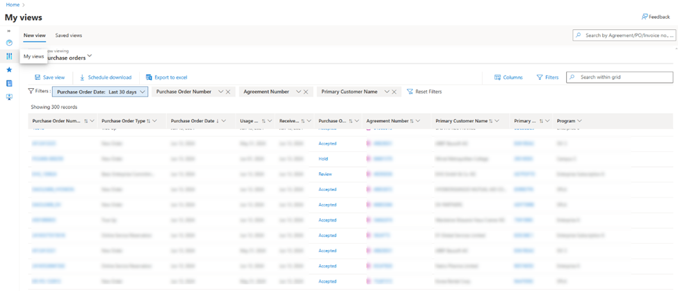 Purchase Order entity report.