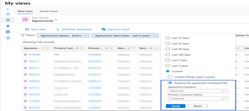 Anytime custom date filter.