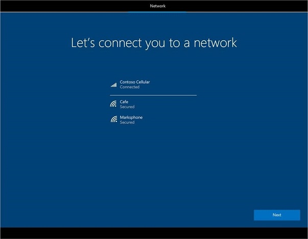 Let's connect you to a network screen, showing both wi-fi and cellular networks
