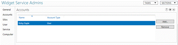 Screenshot of the accounts section in Authentication Policy showing the accounts that have directly applied the policy