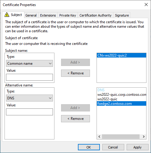An image showing the Certificate Properties windows of the selected certificate