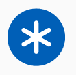Blue InfoBadge with an asterisk symbol