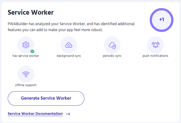 Some of the prebuilt service workers offered by PWA Builder